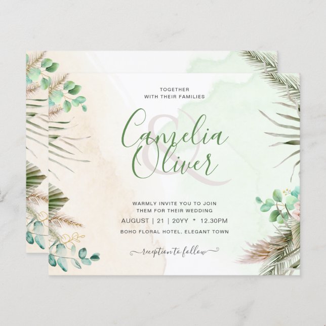 Casamento de Grass Eucalyptus Pampas (Frente/Verso)