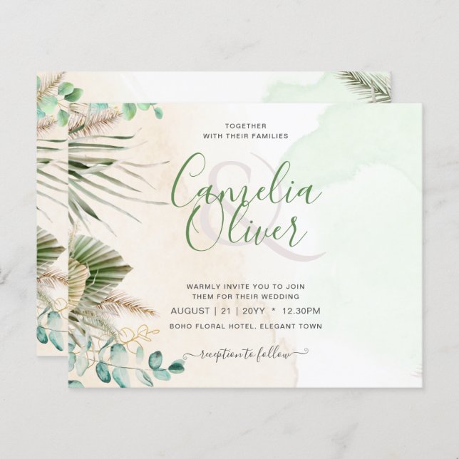 Casamento de Grass Eucalyptus Pampas (Frente/Verso)