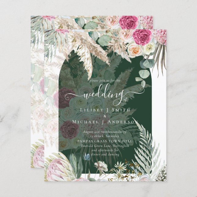 Casamento de Grass Pampas Flóridas do ORÇAMENTO (Frente/Verso)