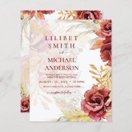 Casamento de Grass Rosa Pampas Burgundy BOHO