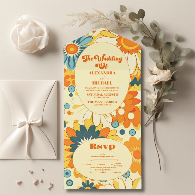 Casamento de Groovy moderno margarida floral amare (Criador carregado)