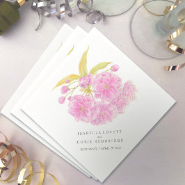 Casamento de guardanapo de papel florado de cereja