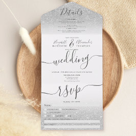 Casamento de guião branco ombre com brilho