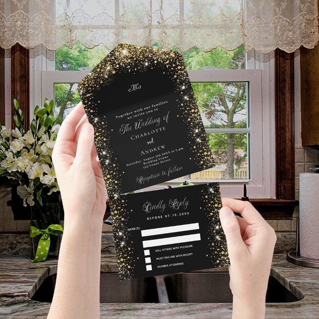 Casamento de guião dourado preto (Criador carregado)
