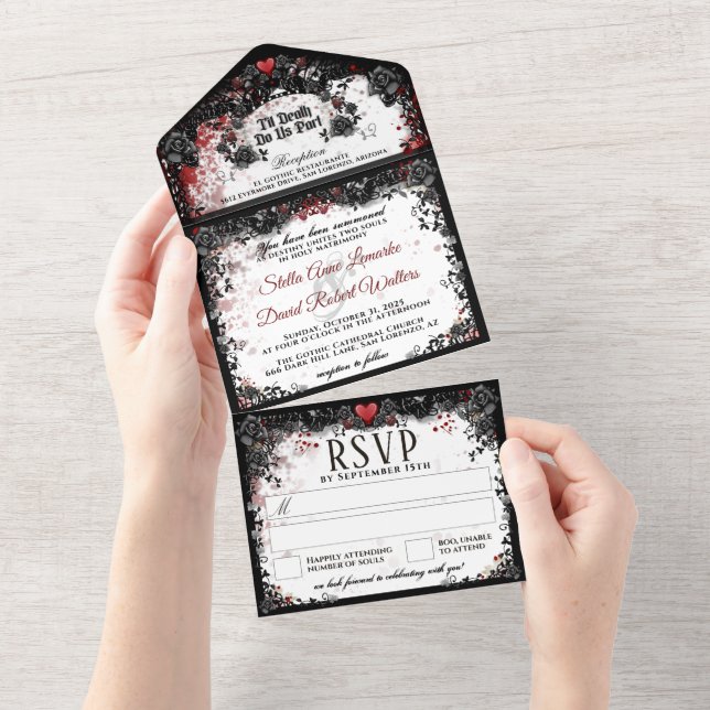 Casamento de Halloween com Splatter de Sangue Eleg (Aba destacável)