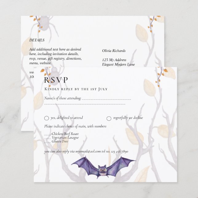 Casamento de Halloween Invitation Gothic Skulls Pu (Frente/Verso)