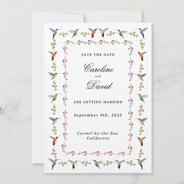Casamento de Hummingbird Salve a Data (Frente)