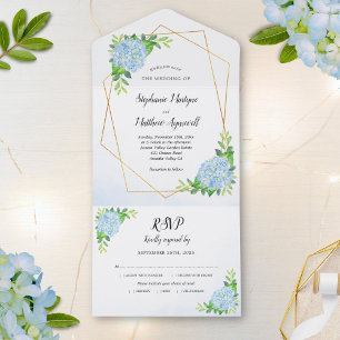 Casamento de Hydrangea Azul Geométrico Moderno Flo