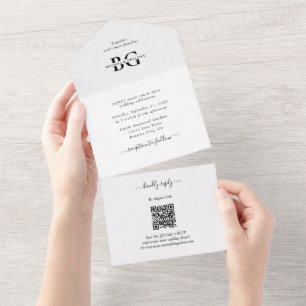 Casamento de Iniciais de Monograma Branco e Preto