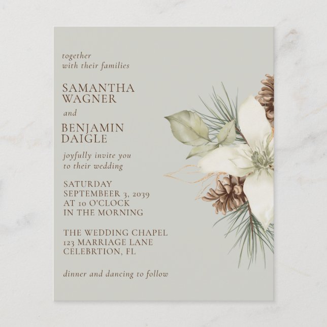 Casamento de Inverno Bege Pinheiro Orçamento (Frente)