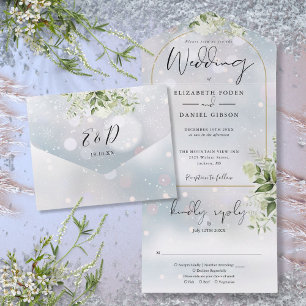 Casamento de Inverno com Arco de Ouro Elegante