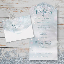 Casamento de Inverno com Letra Elegante de Flocos