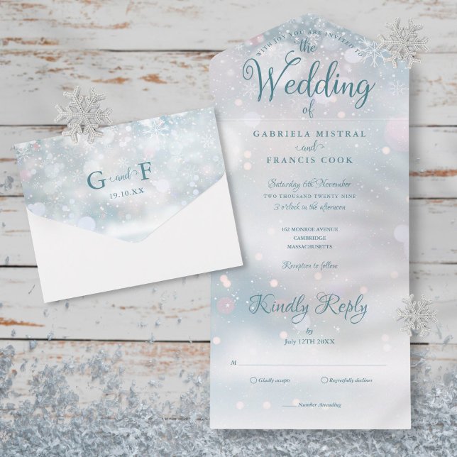 Casamento de Inverno com Letra Elegante de Flocos  (Criador carregado)