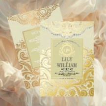 Casamento de Ivory Elegant Artdeco Diamond Monogra