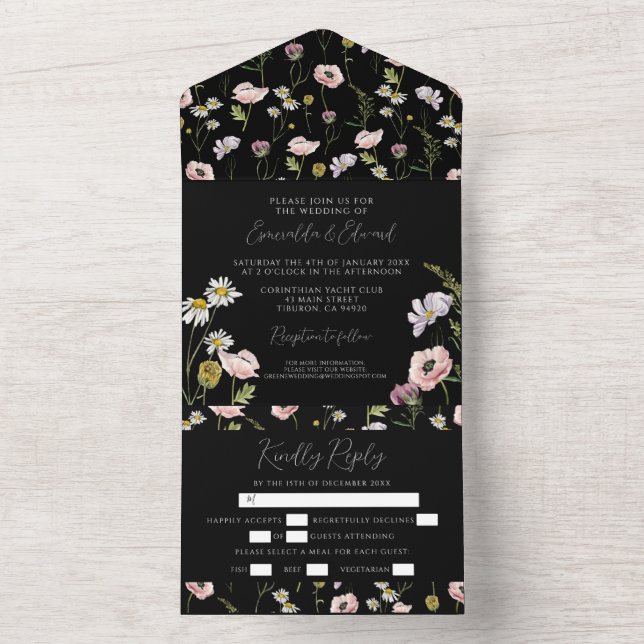 Casamento de Jardim Botânico de Flor Negra Moderna (Interno)