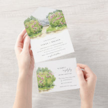 Casamento de Jardim de Algodão de Aquarela Pastel 