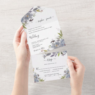 Casamento de Jardim Elegante Floral Azul Dusty