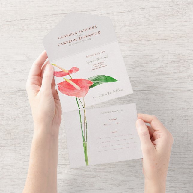 Casamento de Laceleaf Tropical Floral Watercolor (Aba destacável)
