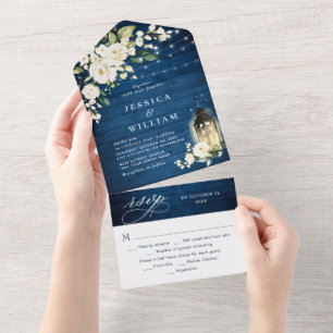 Casamento de Lanterna de Madeira Azul Rosas Branca