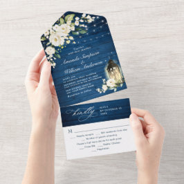 Casamento de Lanterna de Madeira Azul Rosas Branca
