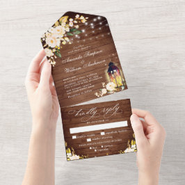 Casamento de Lanterna de Madeira Rústica com Rosas