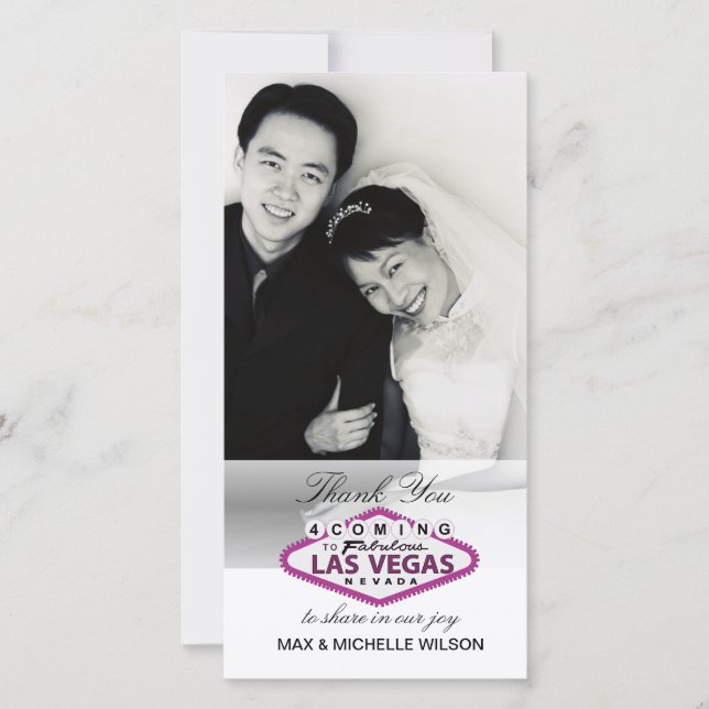 Casamento de Las Vegas Obrigado Cartão com fotos ( (Frente)
