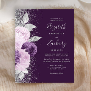 Casamento de Lata de Prata Roxo-Floral