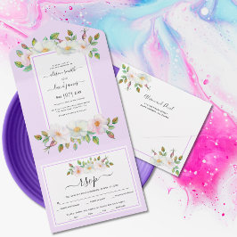 Casamento de lavanda floral branco e rosa