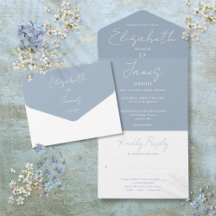 Casamento de Letra Elegante Minimalista Azul Empoe
