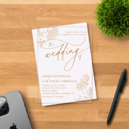 Casamento de Letra Moderna Floral Ouro Elegante