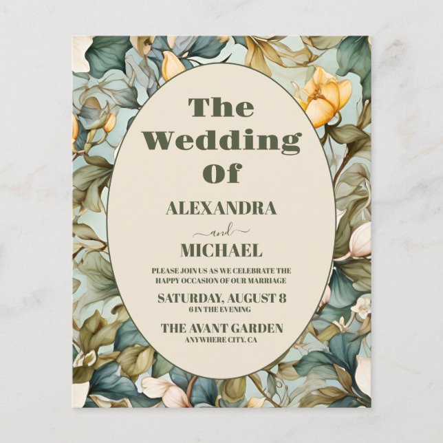 Casamento de Lily Art Nouveau Branco com Aquarela  (Frente)