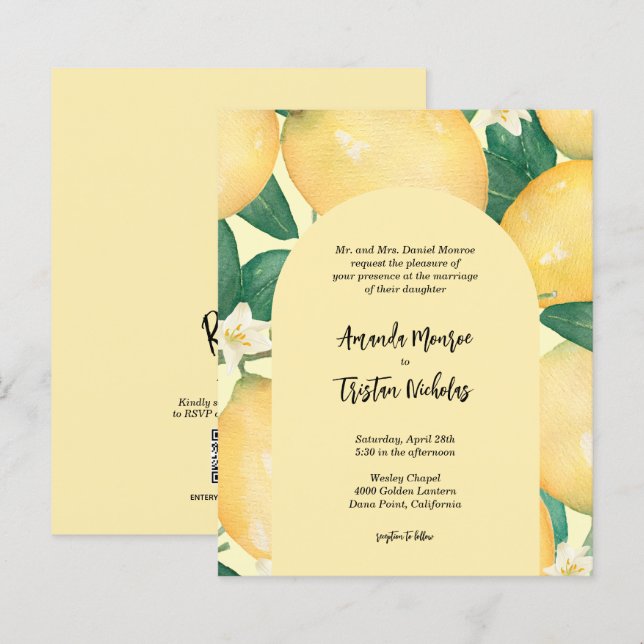 Casamento de limões de orçamento em um único convi (Frente/Verso)