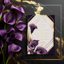 Casamento de Lírio Calla Roxo Real e Dourado Elega