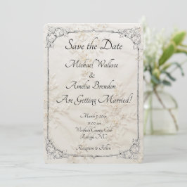 Casamento de local bordado Salve o cartão de data