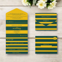 Casamento De Luxo Elegante Verde E Dourado Listras