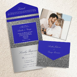 Casamento de Luxo Prata e Azul Real