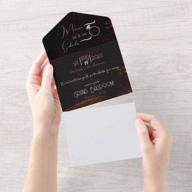 Casamento de Luxo Preto de Gatsby Salve a Data (Tearaway)