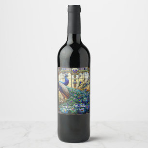 Casamento de Luxo: Rótulos de Vinho com Pavão de V