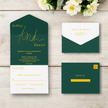 Casamento De Luxo Simples E Verde E Dourado Elegan