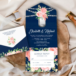 Casamento De Madeira Azul De Mason Jar Marinho Ros