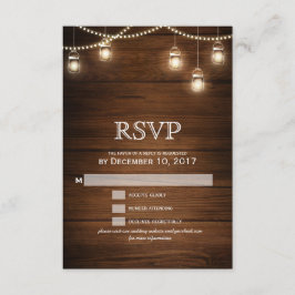 Casamento de madeira clara de corda Mason jar RSVP