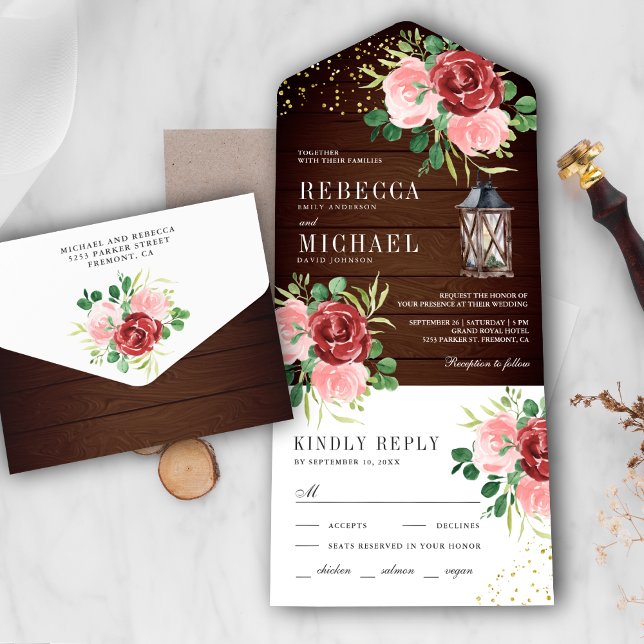 Casamento de Madeira Floral Lanterna Floral Rosa-R (Criador carregado)