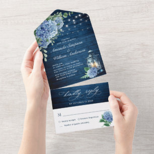 Casamento de Madeira Marinho Azul Hydrangea Lanter