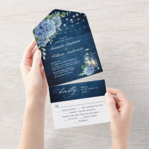 Casamento de Madeira Marinho Azul Hydrangea Lanter