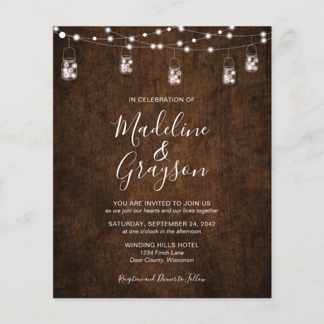 Casamento de madeira rustica Mason Jar Light (Frente)