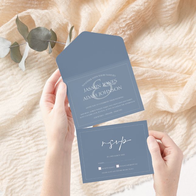 Casamento de Manuscrito Azul Mínimo Dusty (Criador carregado)