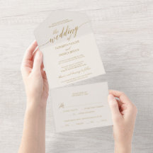 Casamento de marfim com caligrafia Dourada elegant