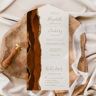 Casamento de marfim Dourado Laranja Moderno Queima