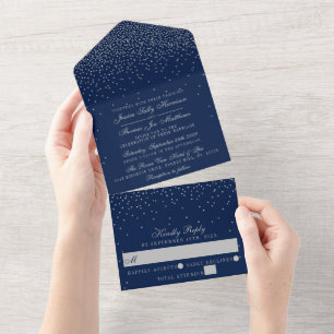Casamento de marinho Azul e Prata Glam Confetti