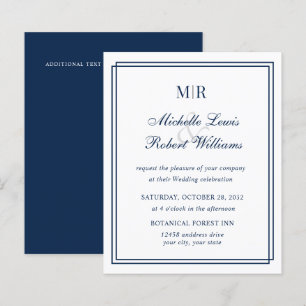 Casamento de Marinho de Monograma Elegante de Fron